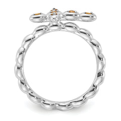 Sterling Silver Stackable Expressions Rhodium-plated Citrine Cross Ring