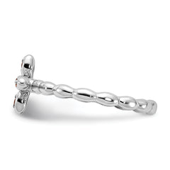 Sterling Silver Stackable Expressions Rhodium-plated Citrine Cross Ring