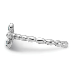 Sterling Silver Stackable Expressions Rhodium-plated Blue Topaz Cross Ring