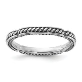Sterling Silver Stackable Expressions Oxidized and Textured Ring