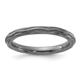 Sterling Silver Stackable Expressions Black Rhodium Wave Design Ring