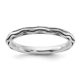 Sterling Silver Stackable Expressions Oxidized Wave Design Ring