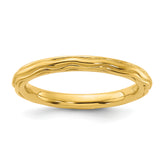 Sterling Silver Stackable Expressions Gold-plated Wave Design Ring
