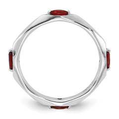 Sterling Silver Stackable Expressions Rhodium-plated Garnet Ring