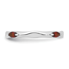 Sterling Silver Stackable Expressions Rhodium-plated Garnet Ring