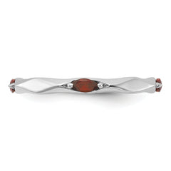 Sterling Silver Stackable Expressions Rhodium-plated Garnet Ring