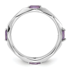 Sterling Silver Stackable Expressions Rhodium-plated Amethyst Ring