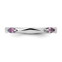 Sterling Silver Stackable Expressions Rhodium-plated Amethyst Ring