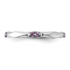 Sterling Silver Stackable Expressions Rhodium-plated Amethyst Ring