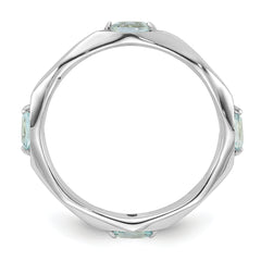 Sterling Silver Stackable Expressions Rhodium-plated Aquamarine Ring