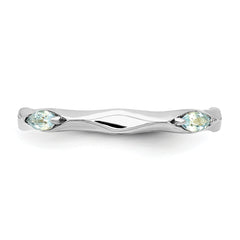Sterling Silver Stackable Expressions Rhodium-plated Aquamarine Ring