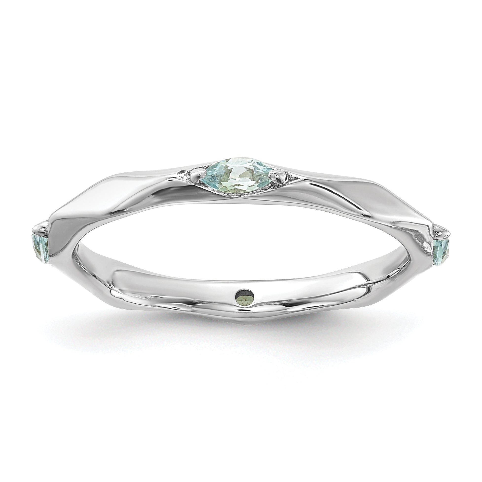 Sterling Silver Stackable Expressions Rhodium-plated Aquamarine Ring