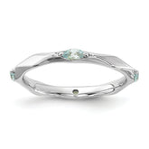Sterling Silver Stackable Expressions Rhodium-plated Aquamarine Ring