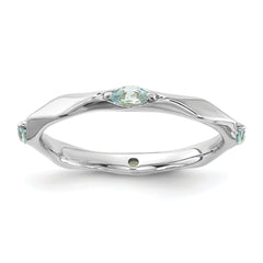 Sterling Silver Stackable Expressions Rhodium-plated Aquamarine Ring