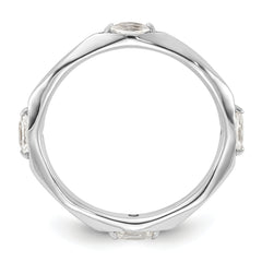 Sterling Silver Stackable Expressions Rhodium-plated White Topaz Ring