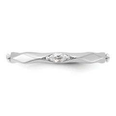 Sterling Silver Stackable Expressions Rhodium-plated White Topaz Ring