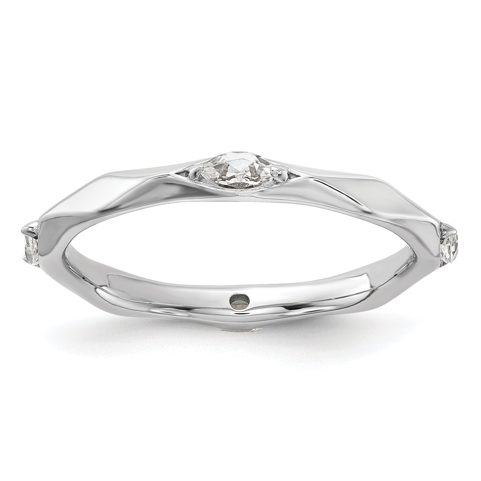 Sterling Silver Stackable Expressions Rhodium-plated White Topaz Ring