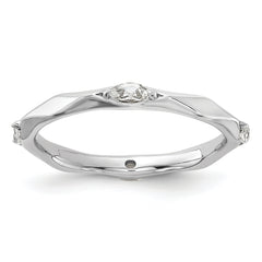 Sterling Silver Stackable Expressions Rhodium-plated White Topaz Ring