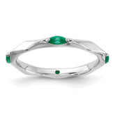 Sterling Silver Stackable Expressions Rhodium-plated Created Emerald Ring