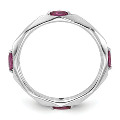 Sterling Silver Stackable Expressions Rhod-plated Rhodolite Garnet Ring