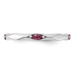 Sterling Silver Stackable Expressions Rhod-plated Rhodolite Garnet Ring