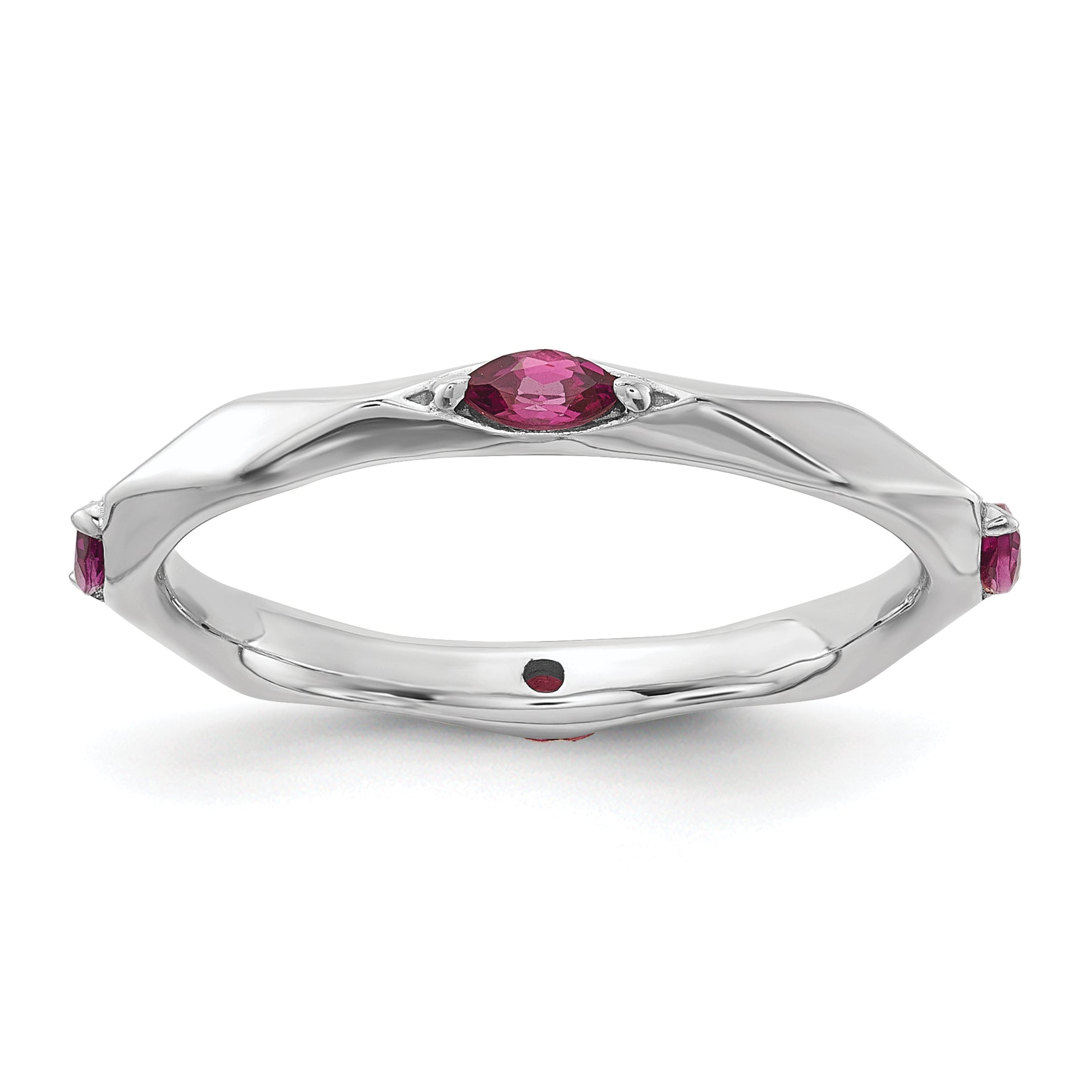 Sterling Silver Stackable Expressions Rhod-plated Rhodolite Garnet Ring
