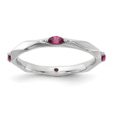 Sterling Silver Stackable Expressions Rhod-plated Rhodolite Garnet Ring