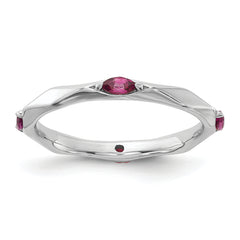 Sterling Silver Stackable Expressions Rhod-plated Rhodolite Garnet Ring