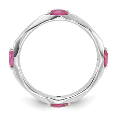 Sterling Silver Stackable Expressions Rhodium-plated Created Ruby Ring