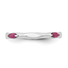 Sterling Silver Stackable Expressions Rhodium-plated Created Ruby Ring