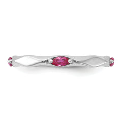 Sterling Silver Stackable Expressions Rhodium-plated Created Ruby Ring