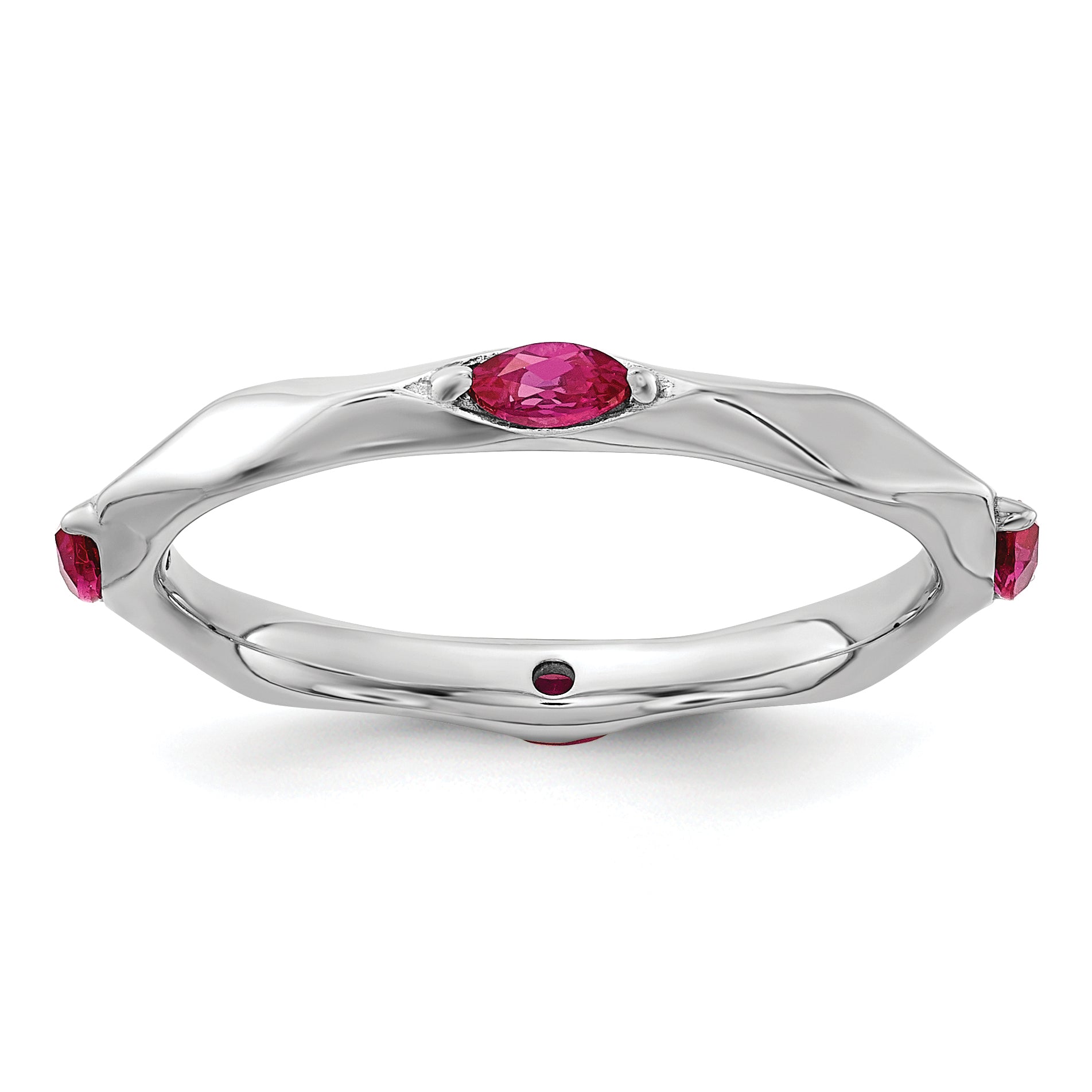 Sterling Silver Stackable Expressions Rhodium-plated Created Ruby Ring