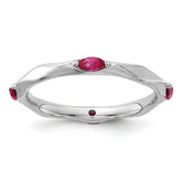 Sterling Silver Stackable Expressions Rhodium-plated Created Ruby Ring