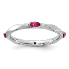Sterling Silver Stackable Expressions Rhodium-plated Created Ruby Ring