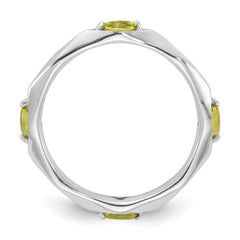 Sterling Silver Stackable Expressions Rhodium-plated Peridot Ring