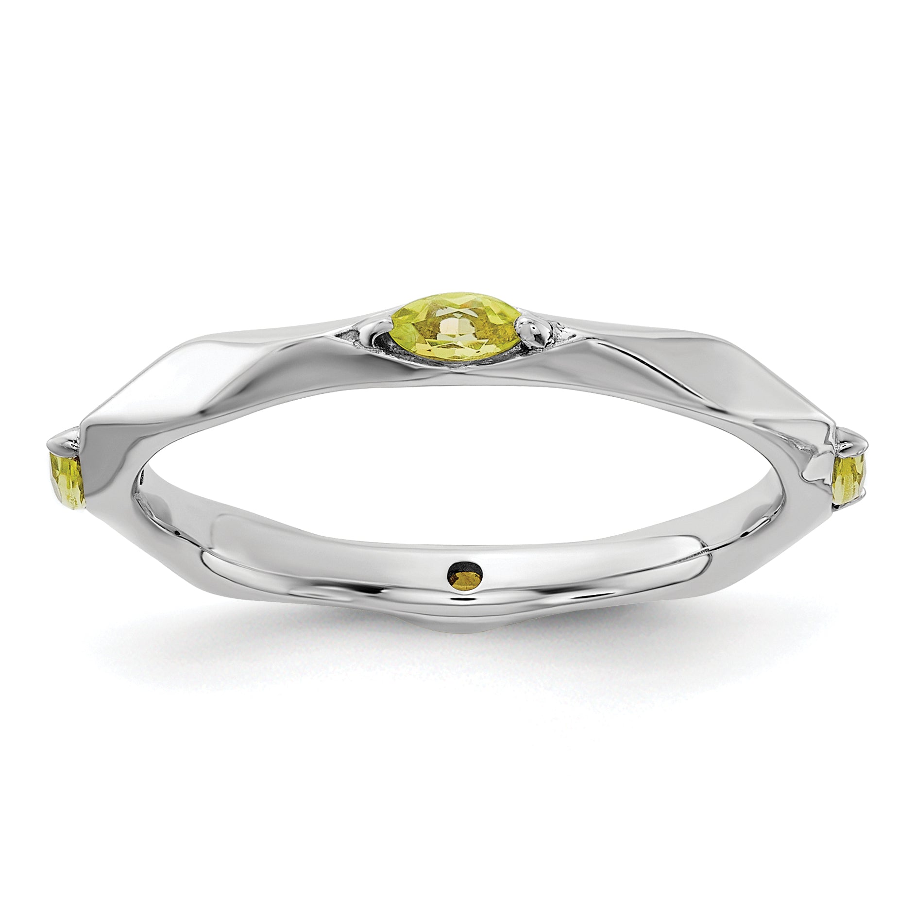 Sterling Silver Stackable Expressions Rhodium-plated Peridot Ring