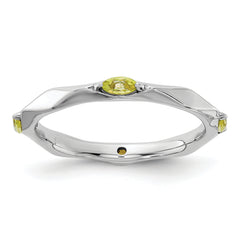 Sterling Silver Stackable Expressions Rhodium-plated Peridot Ring