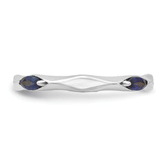 Sterling Silver Stackable Expressions Rhod-plated Created Sapphire Ring