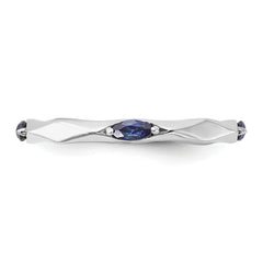 Sterling Silver Stackable Expressions Rhod-plated Created Sapphire Ring