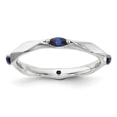 Sterling Silver Stackable Expressions Rhod-plated Created Sapphire Ring