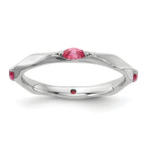 Sterling Silver Stackable Expressions Rhodium-plated Pink Tourmaline Ring
