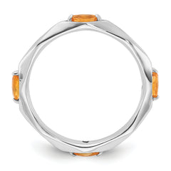 Sterling Silver Stackable Expressions Rhodium-plated Citrine Ring