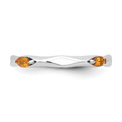 Sterling Silver Stackable Expressions Rhodium-plated Citrine Ring