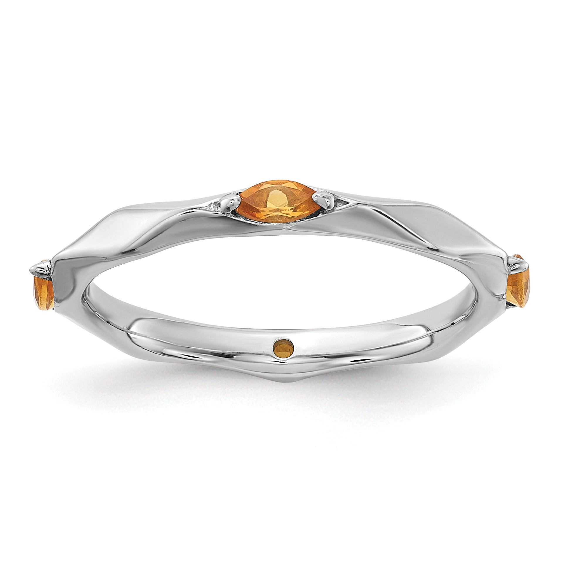 Sterling Silver Stackable Expressions Rhodium-plated Citrine Ring