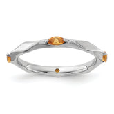 Sterling Silver Stackable Expressions Rhodium-plated Citrine Ring