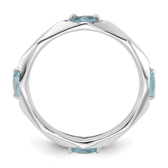 Sterling Silver Stackable Expressions Rhodium-plated Blue Topaz Ring