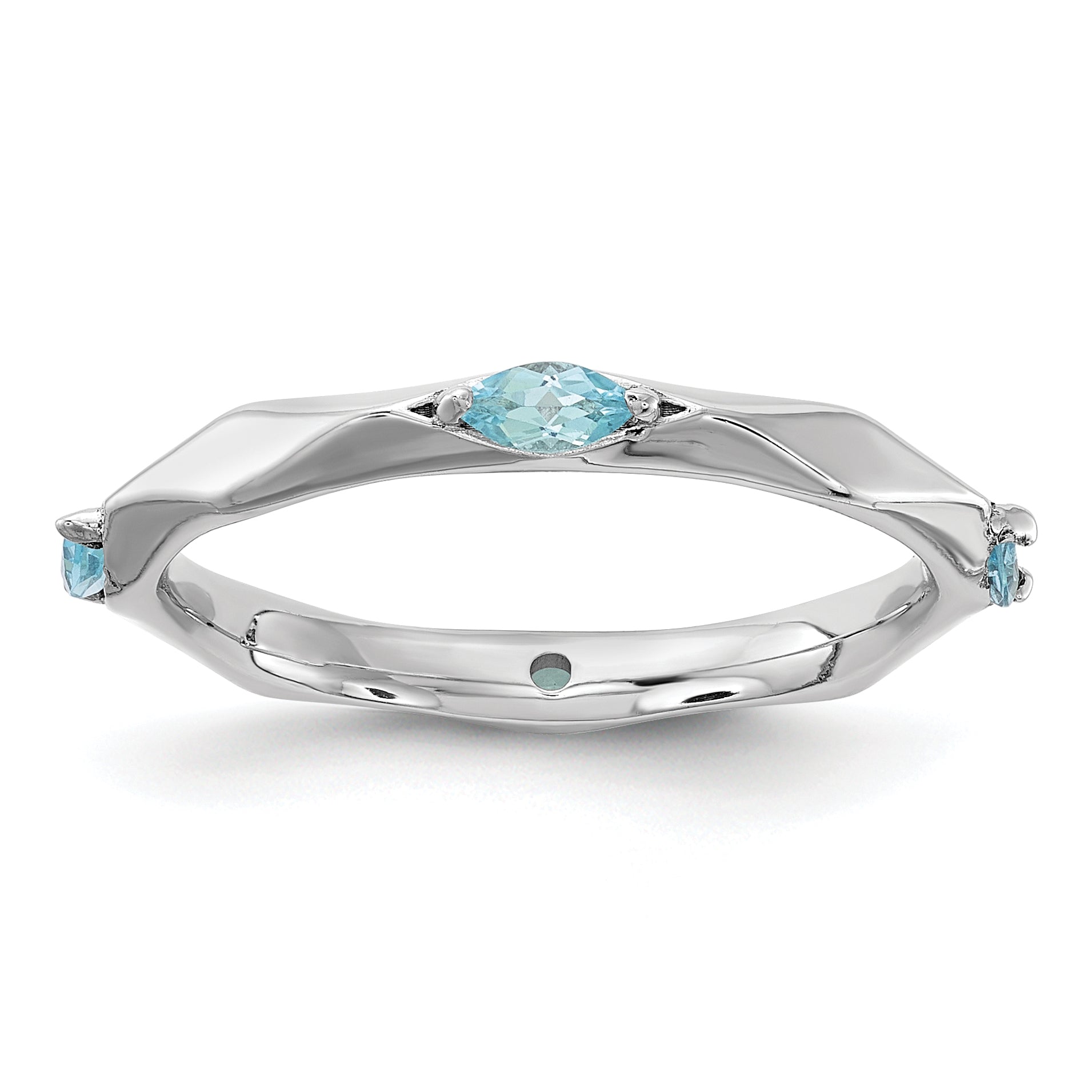 Sterling Silver Stackable Expressions Rhodium-plated Blue Topaz Ring
