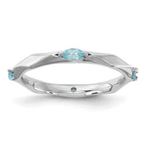 Sterling Silver Stackable Expressions Rhodium-plated Blue Topaz Ring