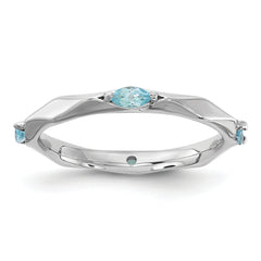 Sterling Silver Stackable Expressions Rhodium-plated Blue Topaz Ring