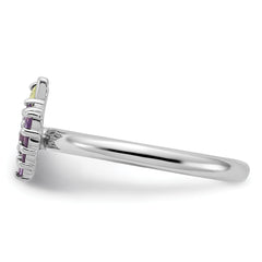 Sterling Silver Stackable Expressions Rhodium-plated Amethyst and Peridot Grapes Ring